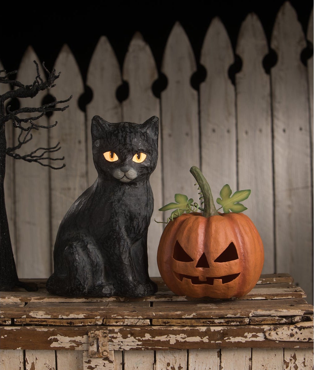Halloween Cat with Removable Pumpkin Head by Bethany Lowe