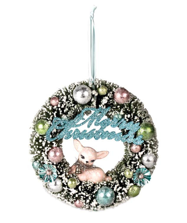 Retro Pastel Wreath with Fawn by Bethany Lowe Christmas