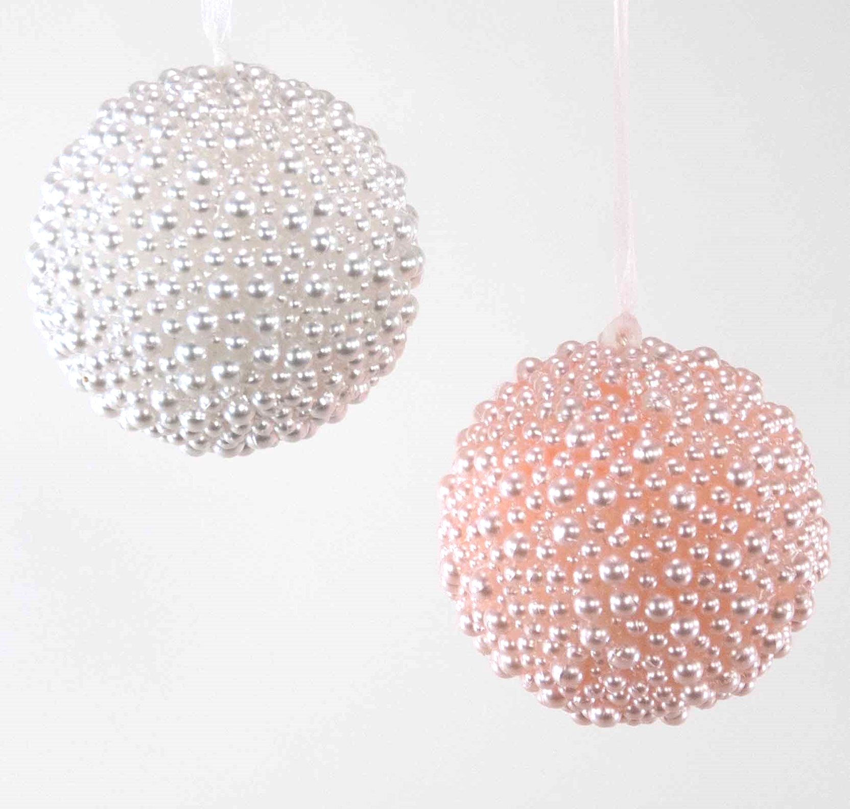 Pearl Ball Ornaments, Pink & White by Katherine's Collection