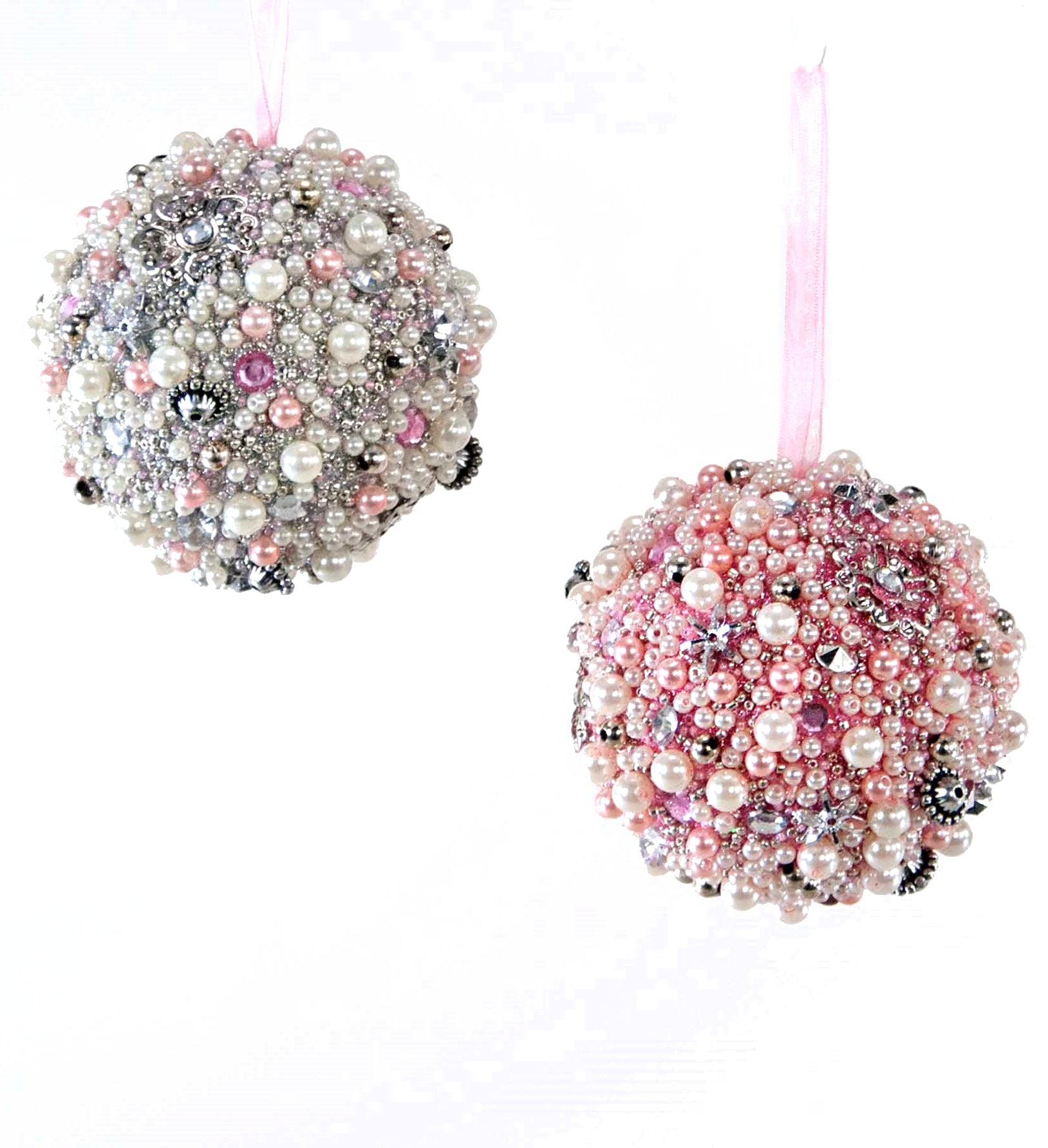 Pearly Gem Ornaments, Pink & ivory