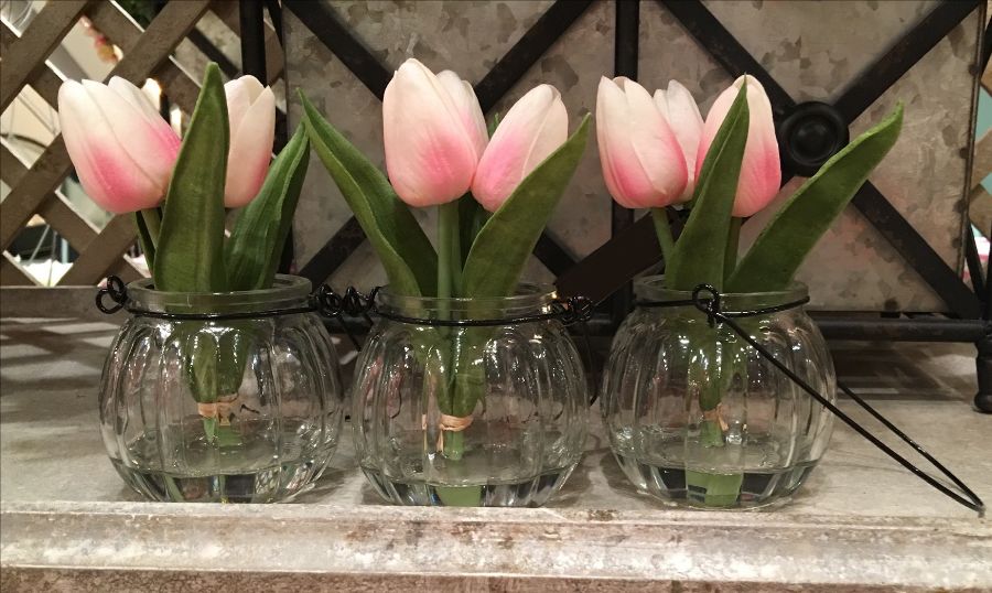 Pink Tulip Arrangement in Glass Vase