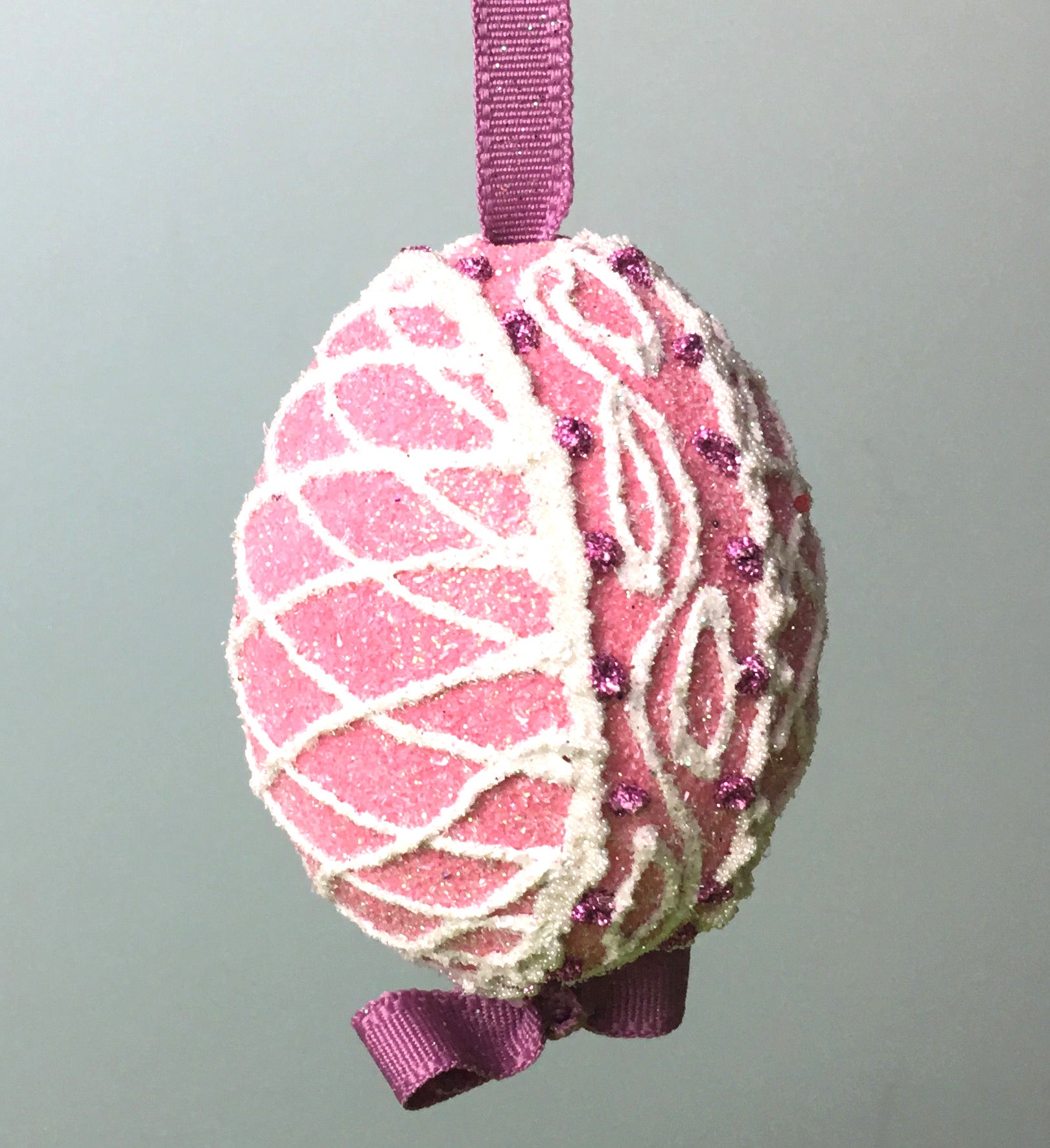 Pink Sugar Lattice Egg Ornament