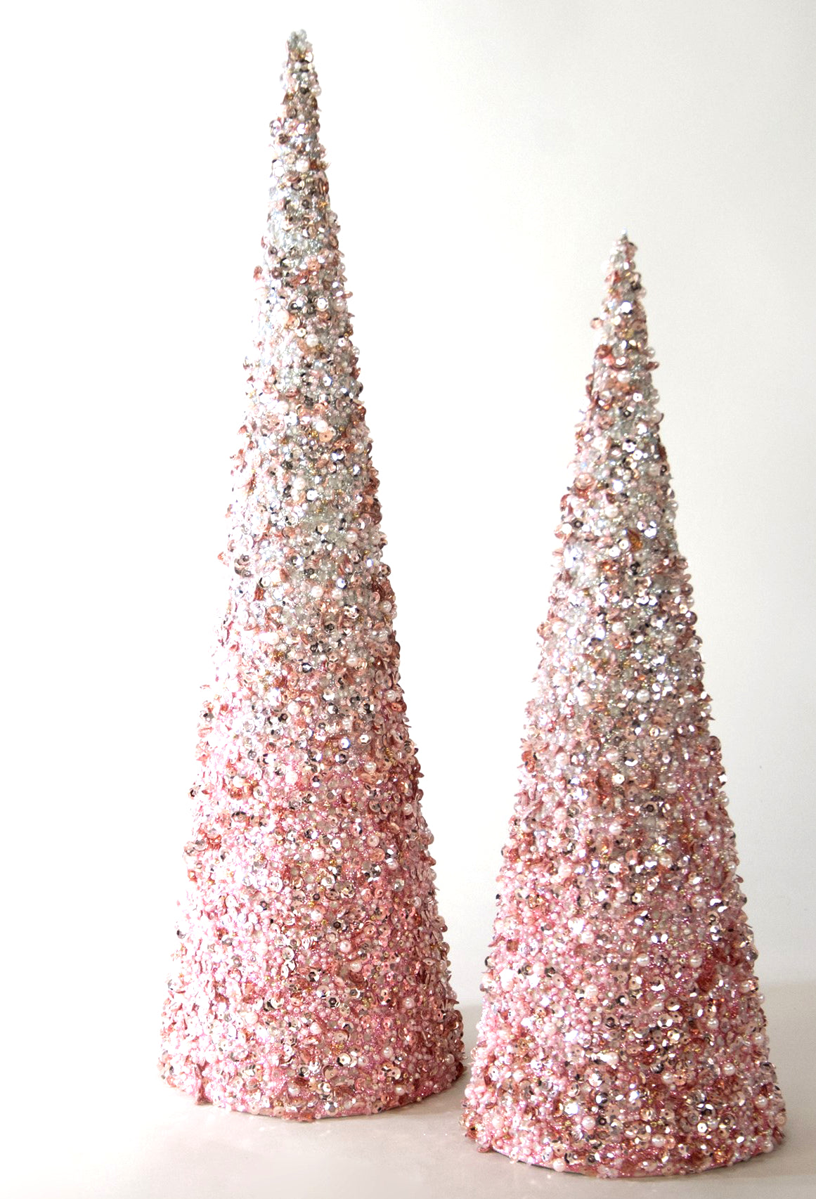 Pink Pearl Encrusted Ombre Cone Trees
