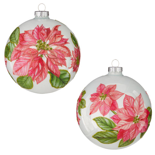 Pink Poinsettia Ball Ornaments