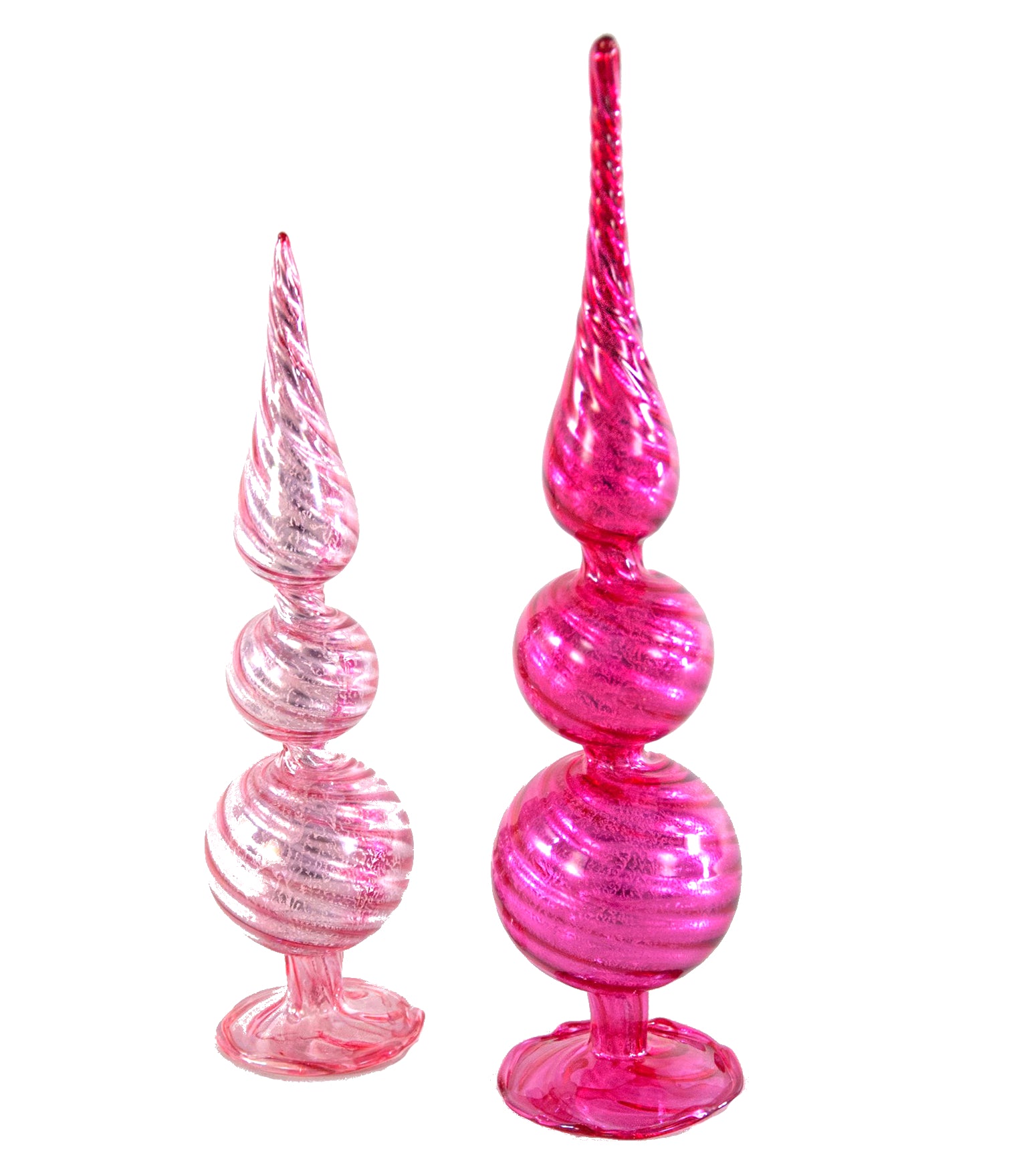 Hand Blown Glass Finials – Extreme Pink, Set Of 3 Christmas Ornaments