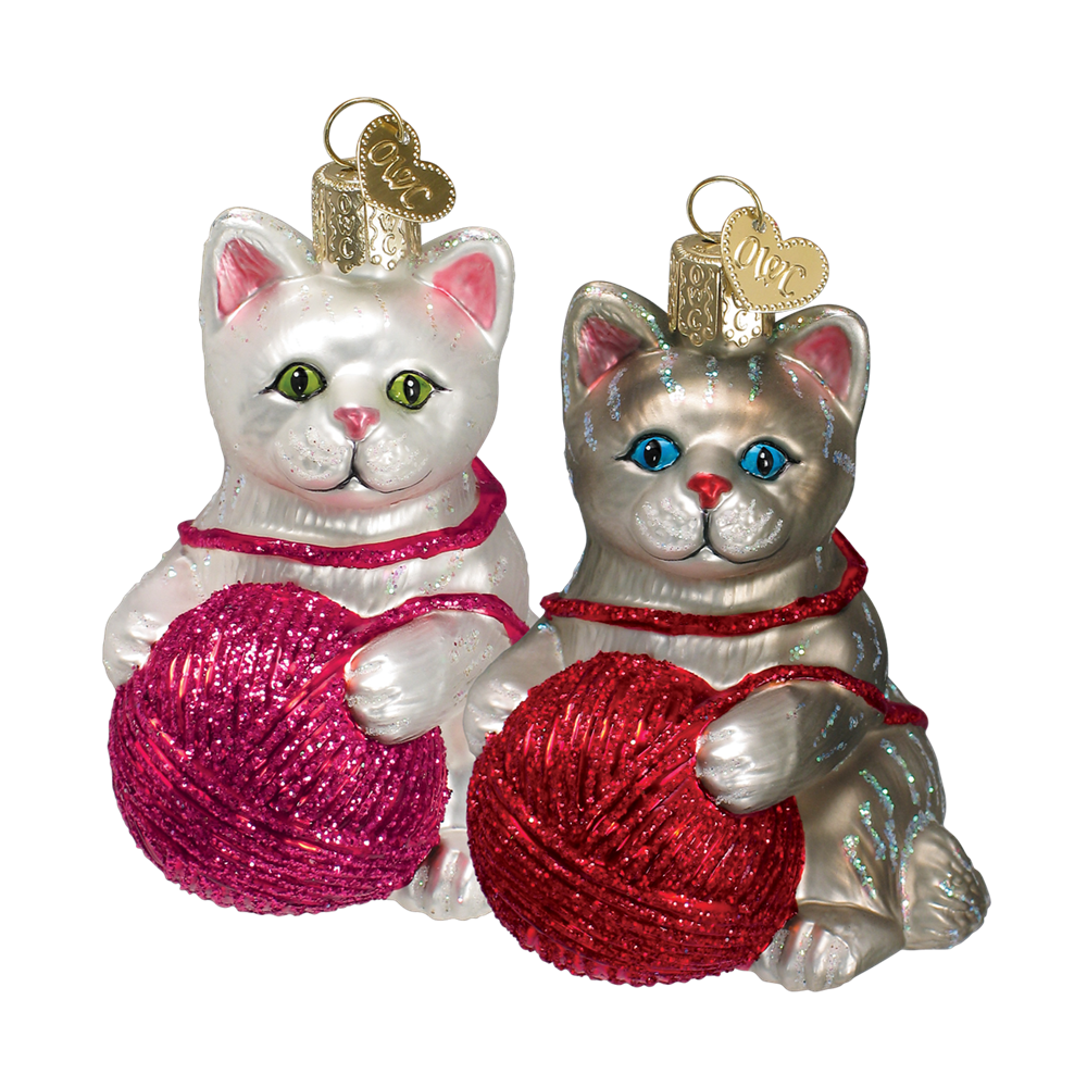 Kitten Ornaments with Ball of Yarn