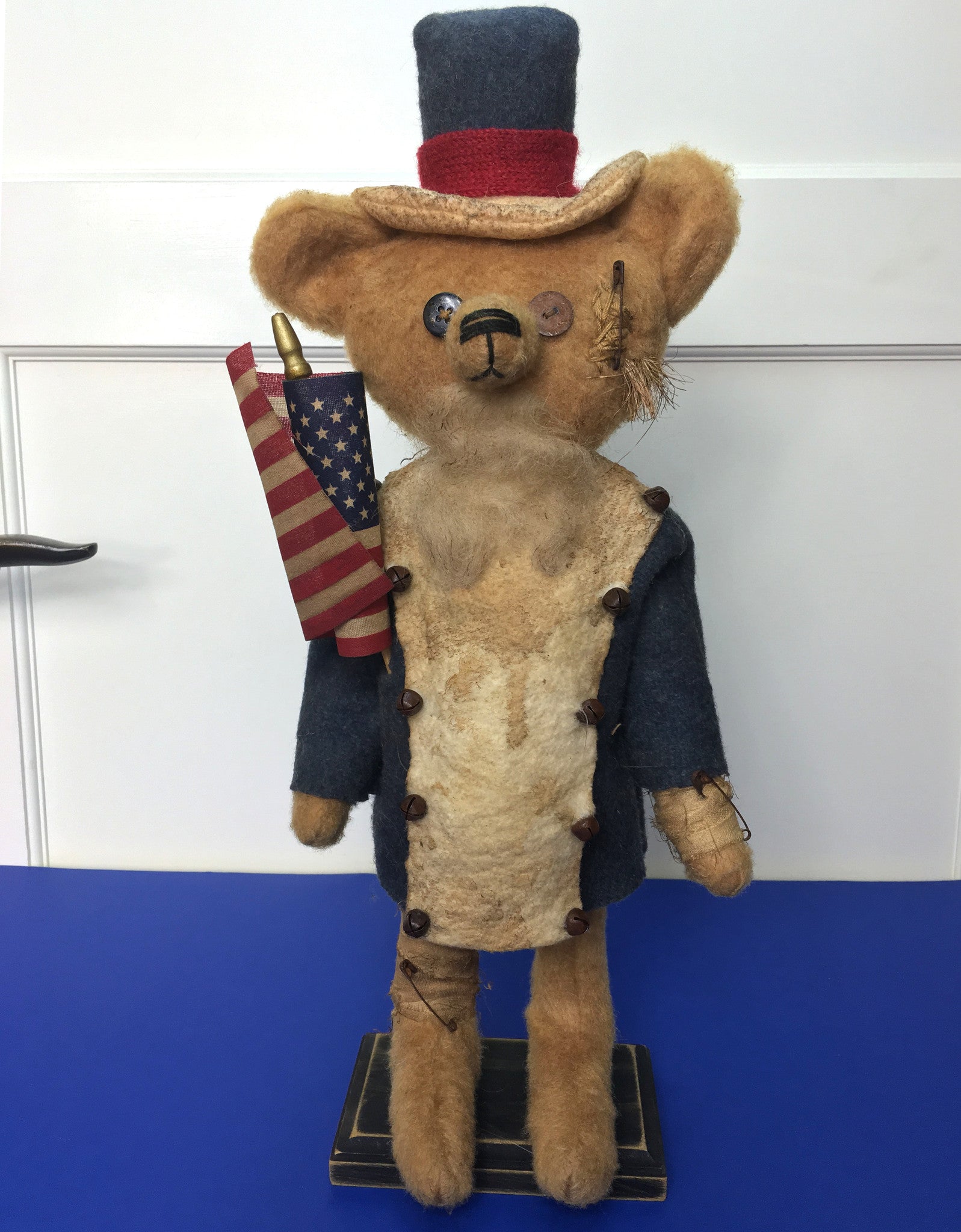 Primitive Uncle Sam Teddy Bear Folk Art