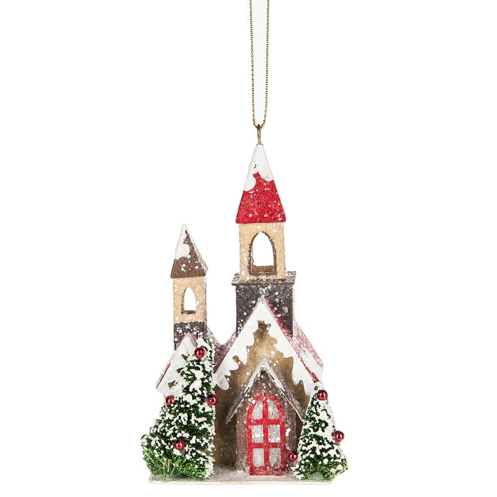 Putz Christmas Church Ornament with LED Light