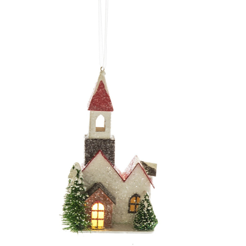 Putz Church Ornament with LED Light
