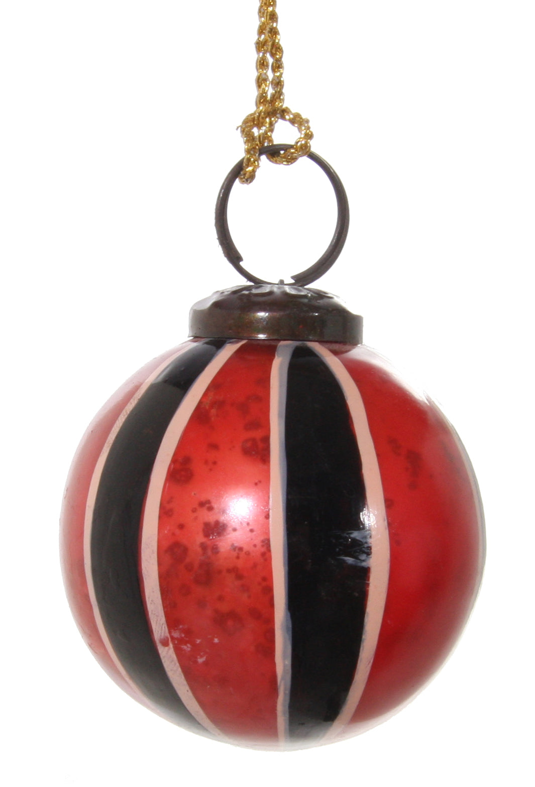 Red and Black Stripe Glass Ball Ornaments