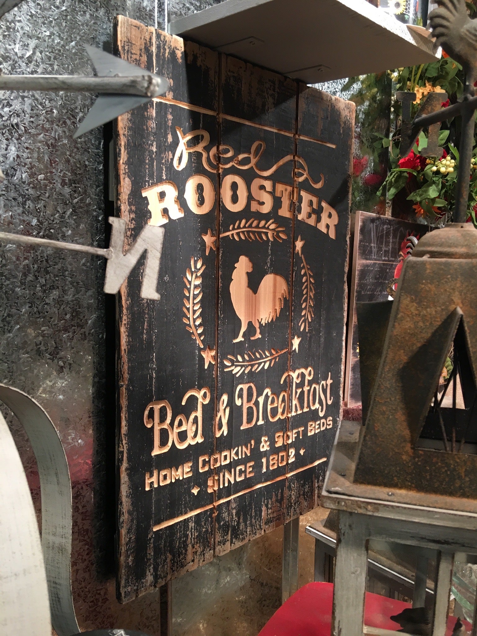 Red Rooster Bed & Breakfast Sign Made From Wood