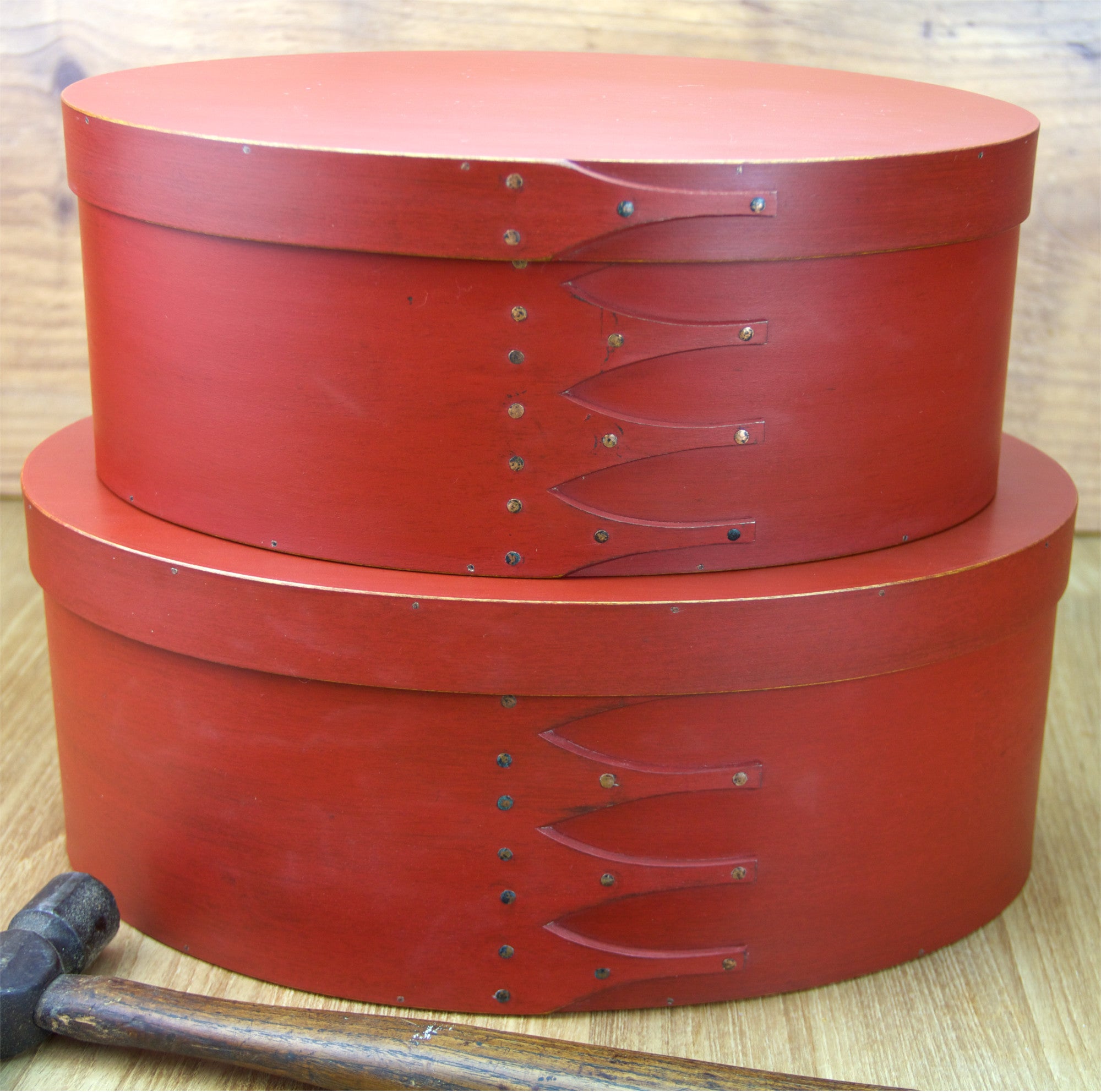 Authentic Shaker Boxes Finished with Red Milk Paint | Oval Box ...