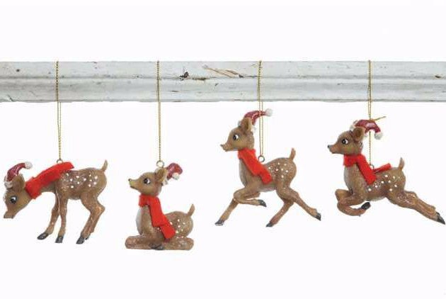 Reindeer in Santa Hat Ornaments