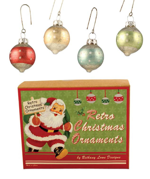 Retro Christmas Glass Polka Dot Ornaments 