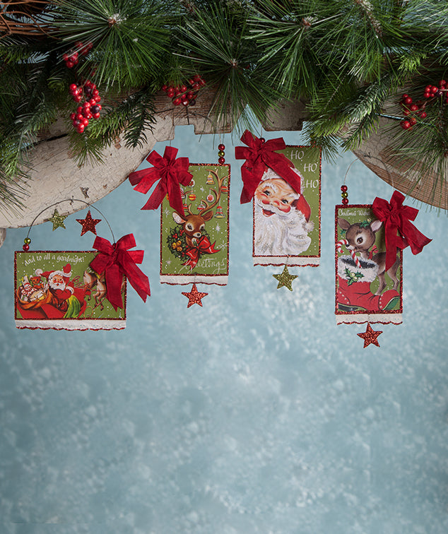 Retro Christmas Postcard Ornaments