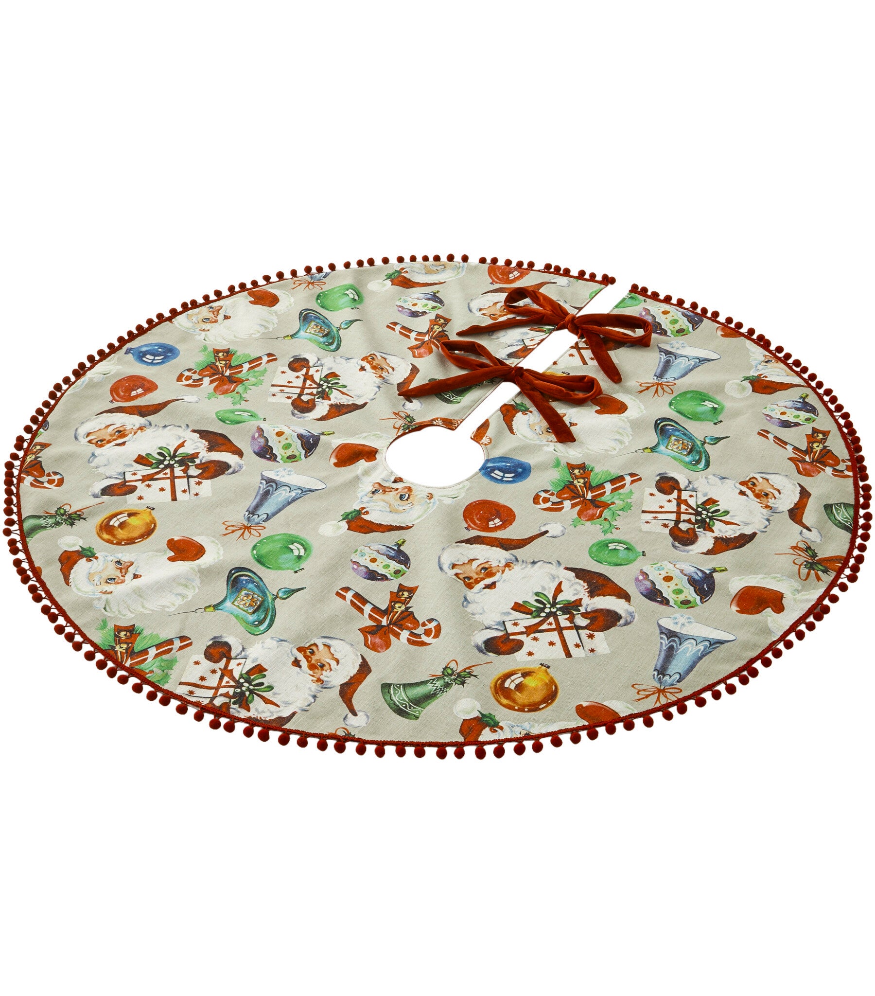Retro Christmas Tree Skirt with Vintage Images
