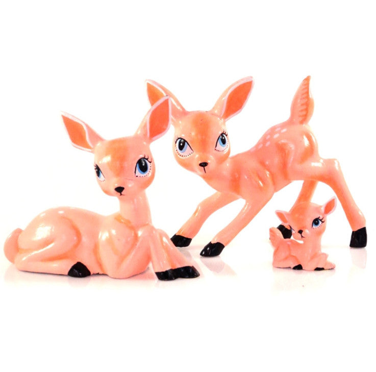 Retro Deer Family, Neon Orange