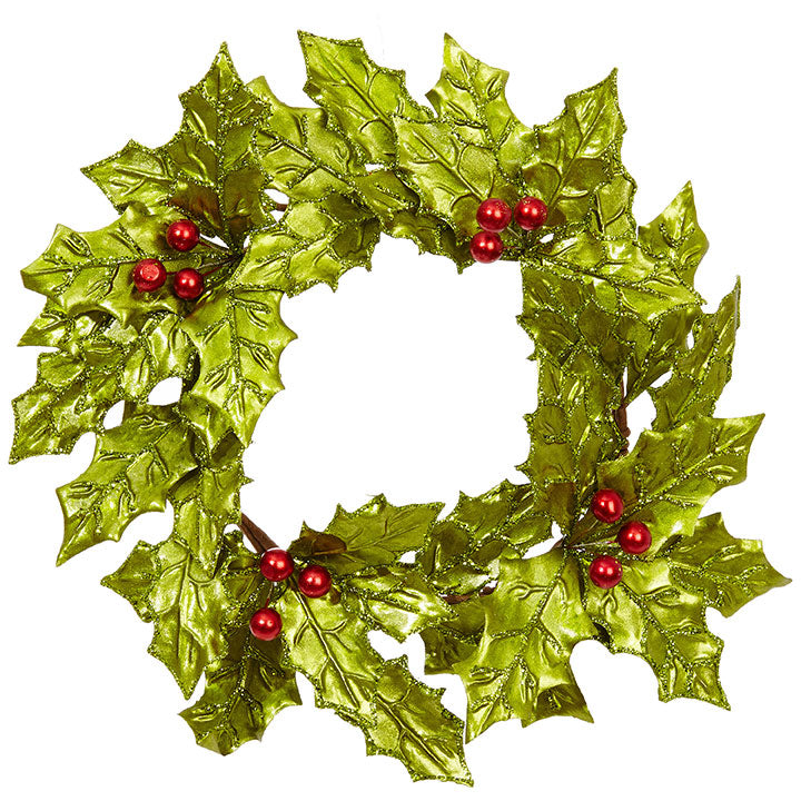 Retro Holly Wreath - Ceylon Green