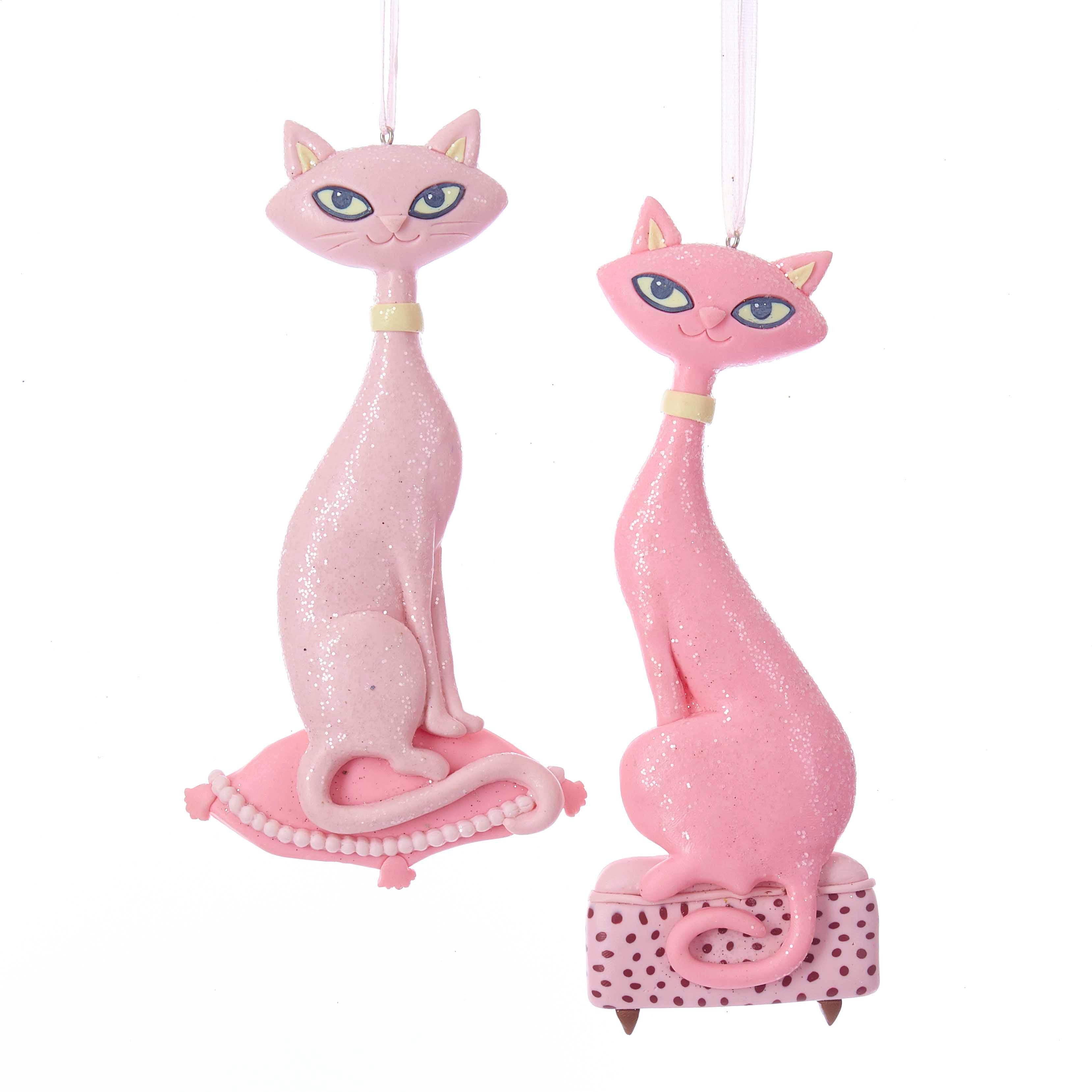 Retro Pink Cat Ornaments