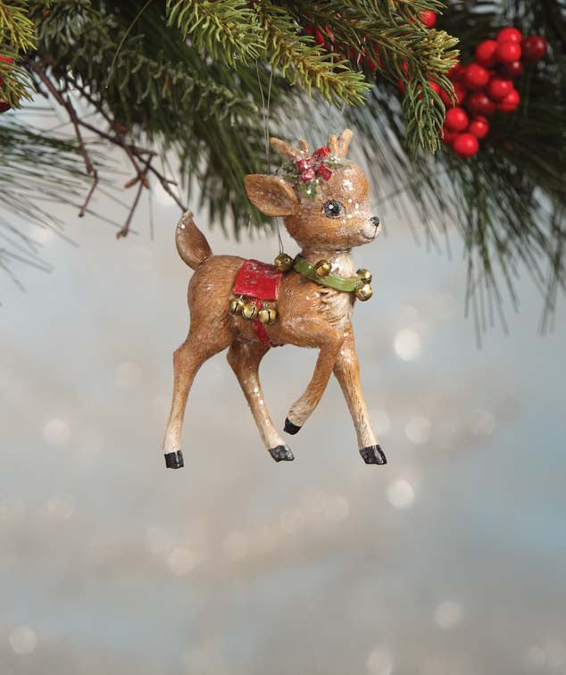 Retro Reindeer with Bells Ornament by Bethany Lowe