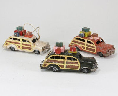 Retro Woody Station Wagon with Gifts Ornament