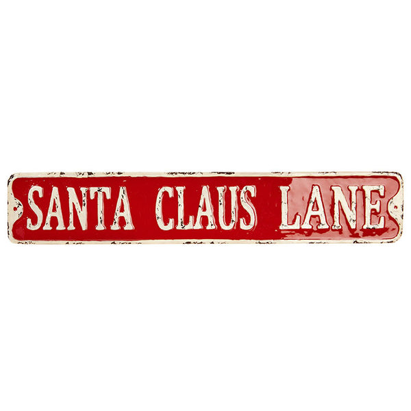 Santa Claus Lane Sign | Metal Christmas Signs - TheHolidayBarn.com