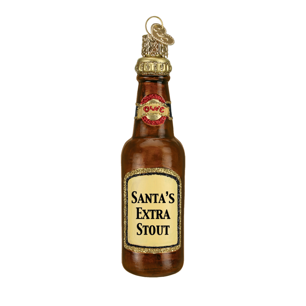 Santa's Extra Stout Beer Bottle Christmas Ornament