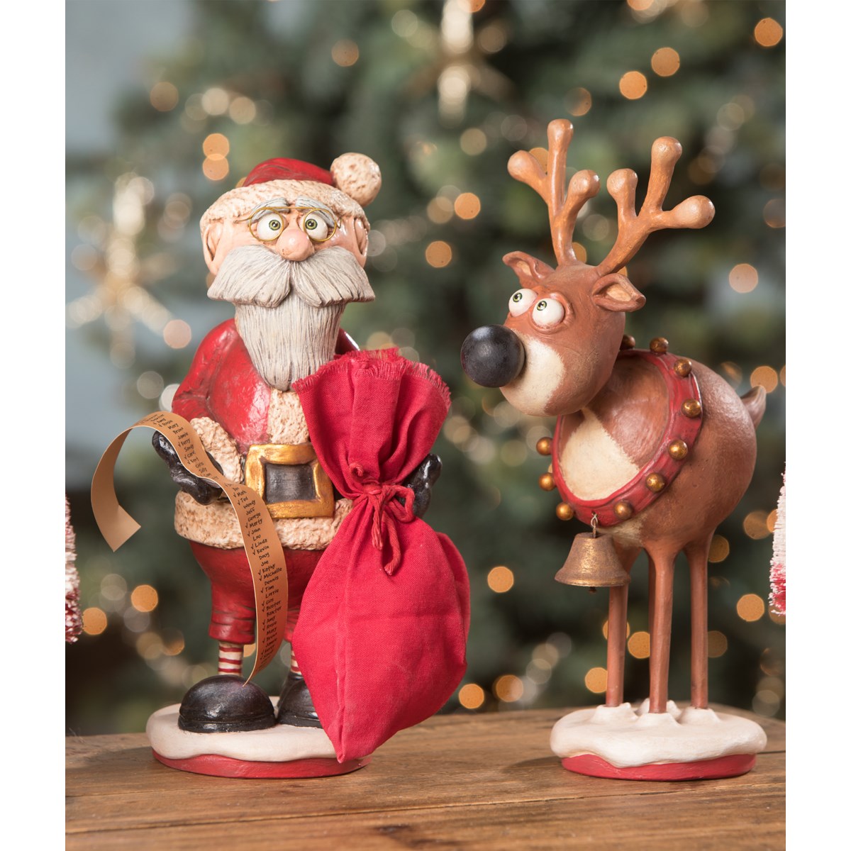 Santa's List & Santa's Reindeer Figurines by Chicken Lips