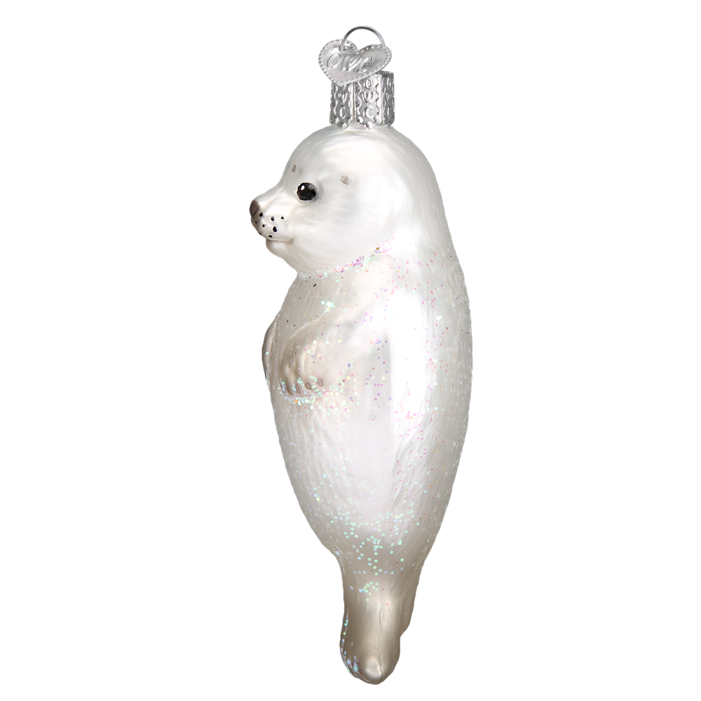 Glass Seal Pup Ornament by Old World Christmas Sideview