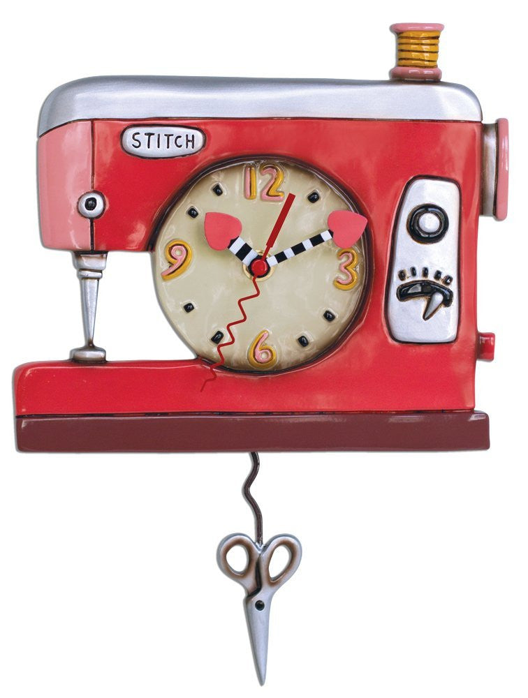 Sewing Machine Clock with Sissors Pendulum