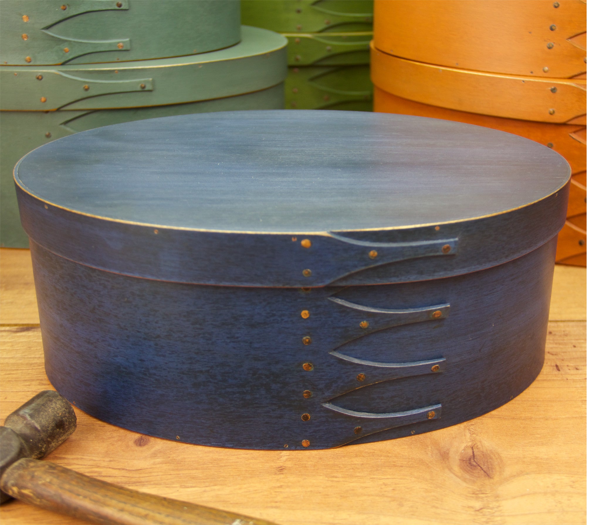 Authentic Shaker Boxes Finished with Blue Milk Paint | Oval Box ...