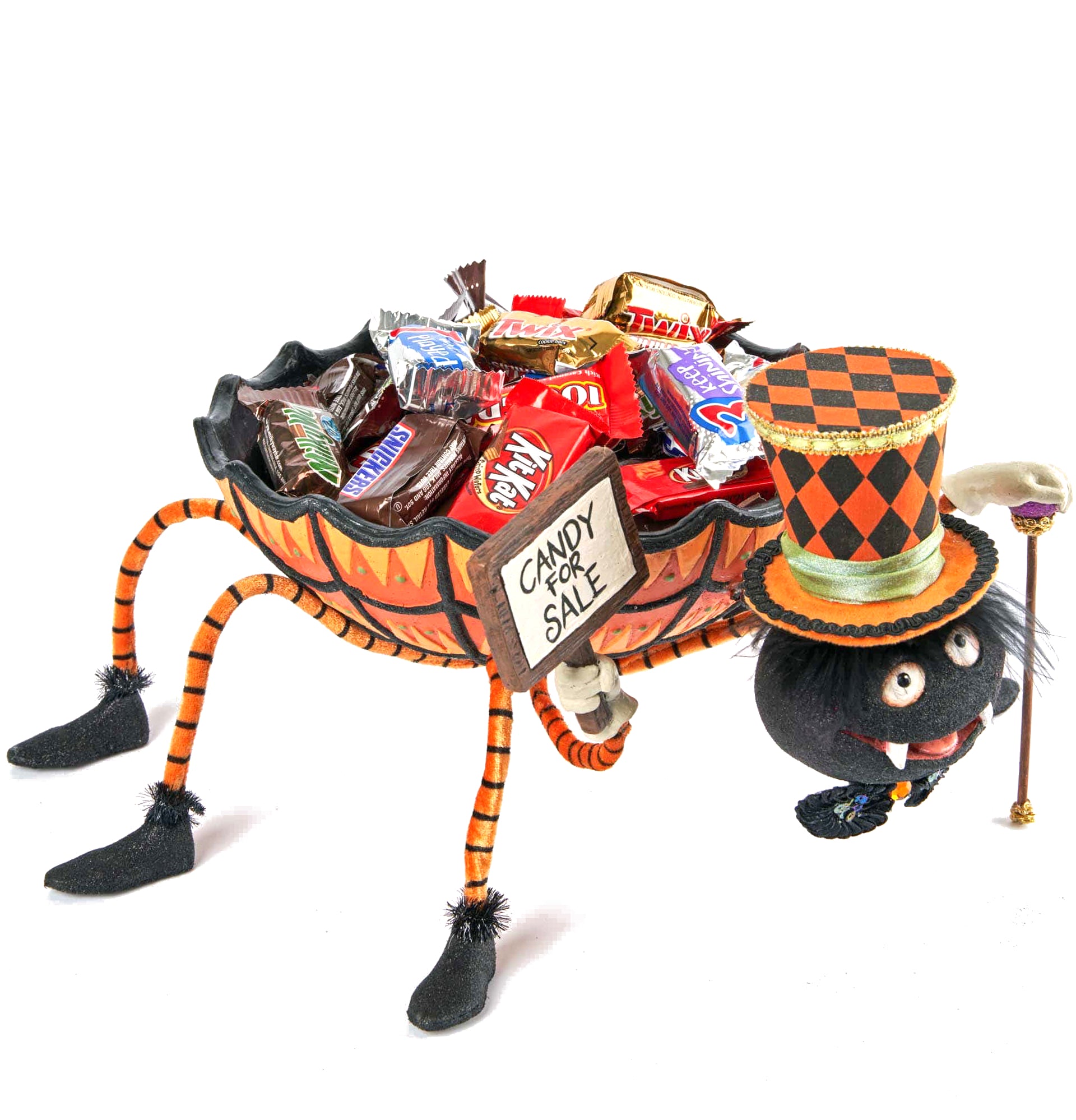 Katherine's Collection Silly Spider Candy Bowl with Top Hat & Candy for Sale Sign