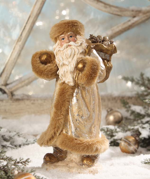 Silver Santa Bethany Lowe Silver & Gold Santa Figurine | Vintage Christmas Style ...