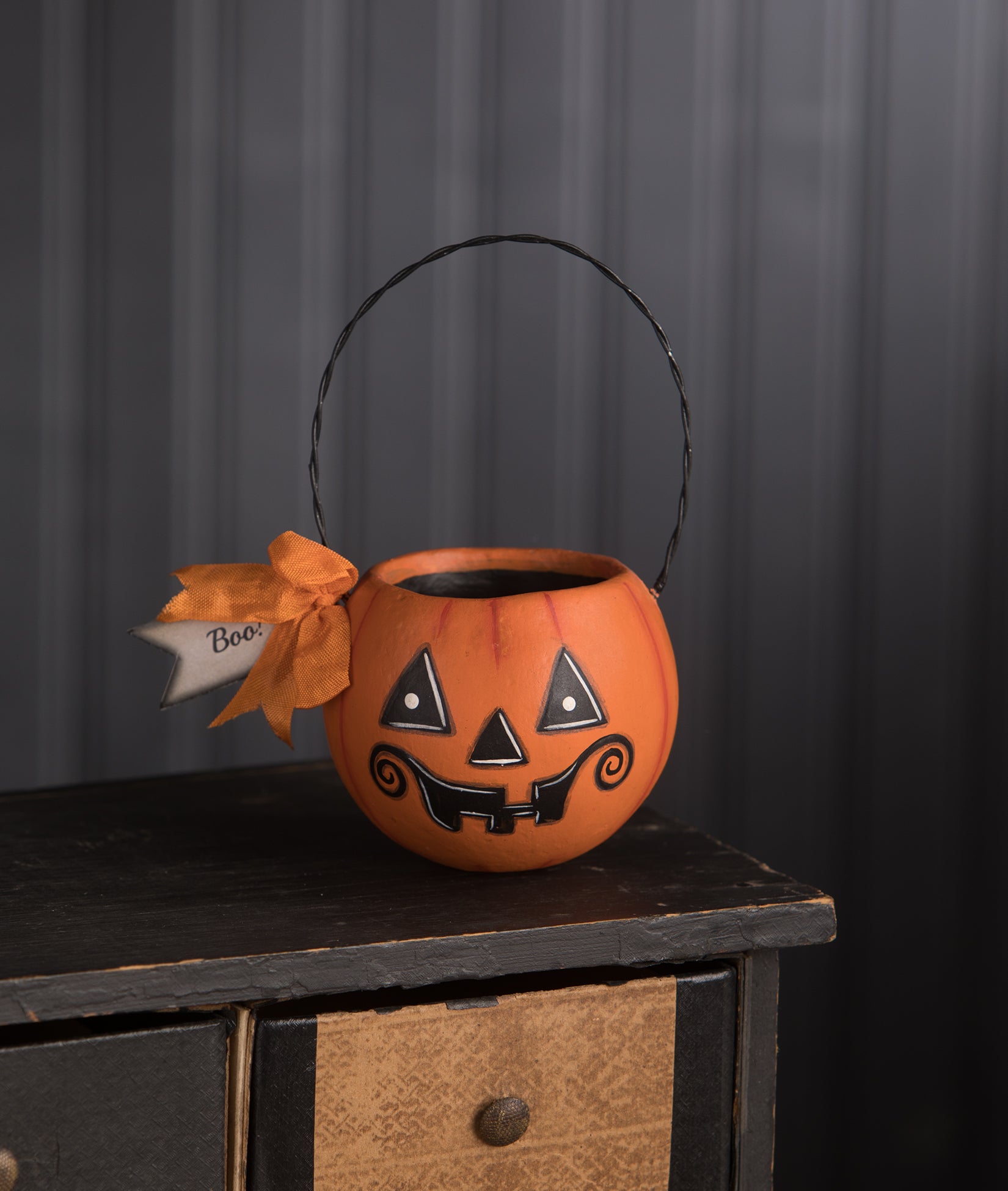 Small Orange Pumpkin Bucket by LeeAnn Kress