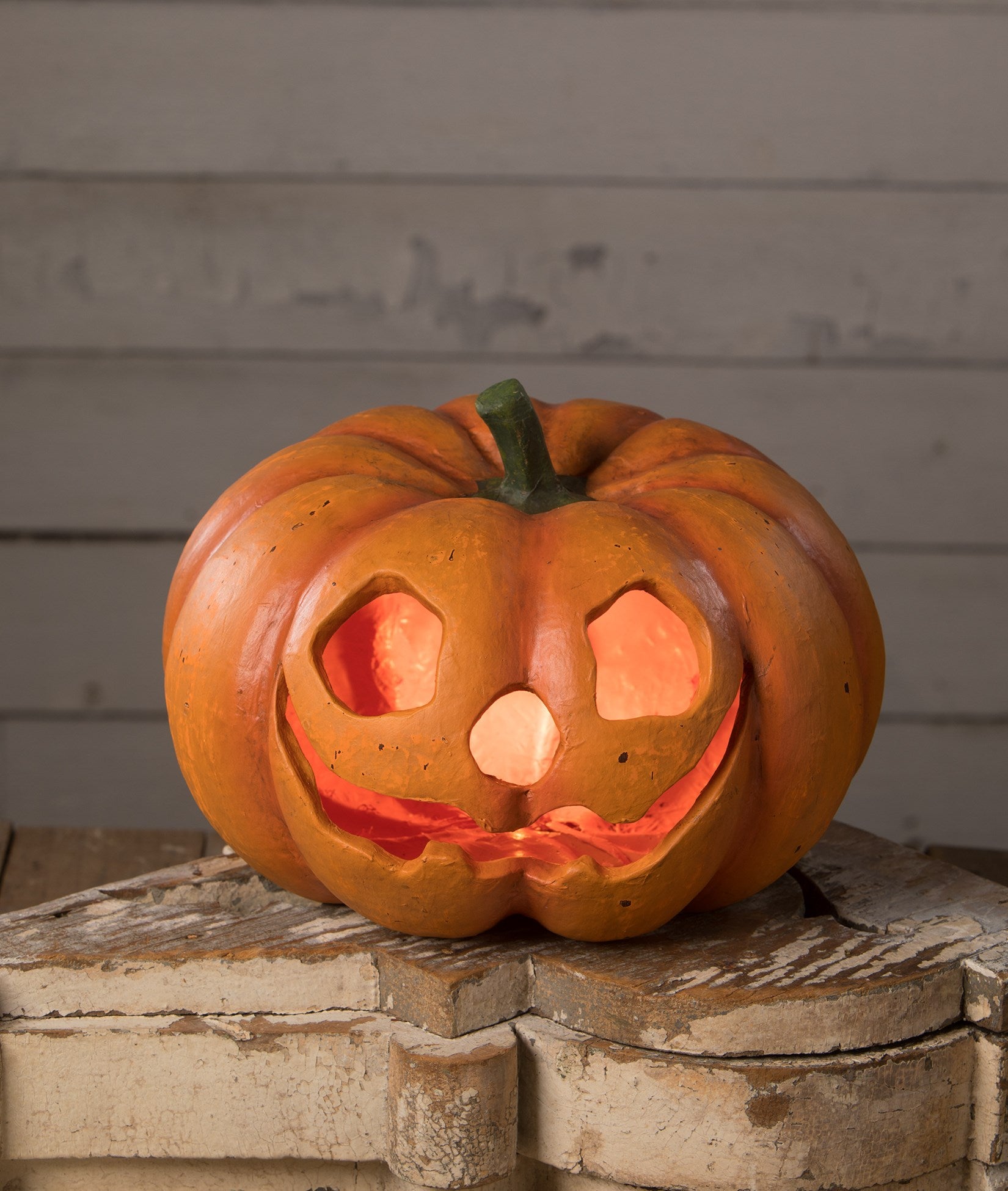 Smiley Jack Pumpkin, Paper Mache Halloween Decorations