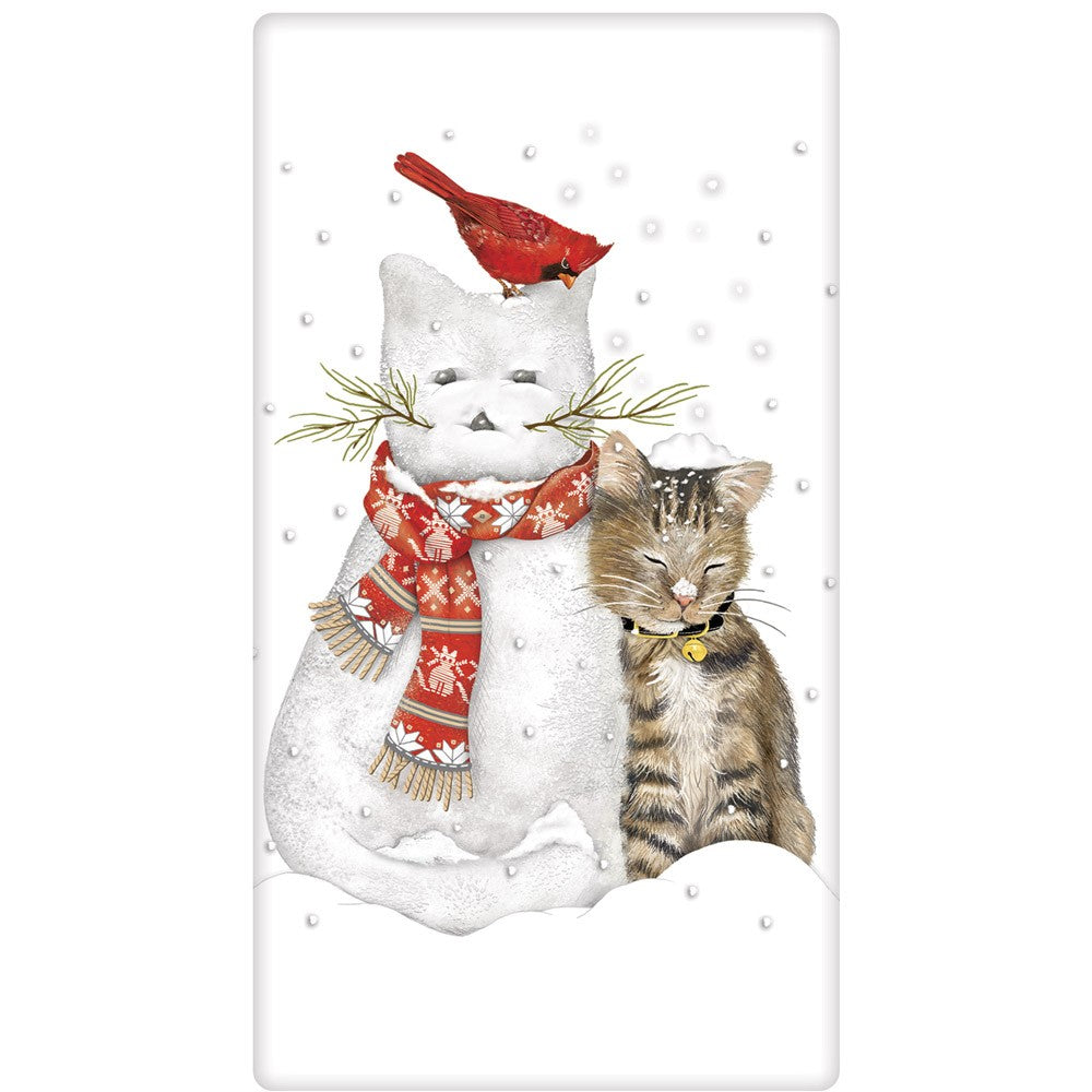 Snowman Cat Flour Sack Towel
