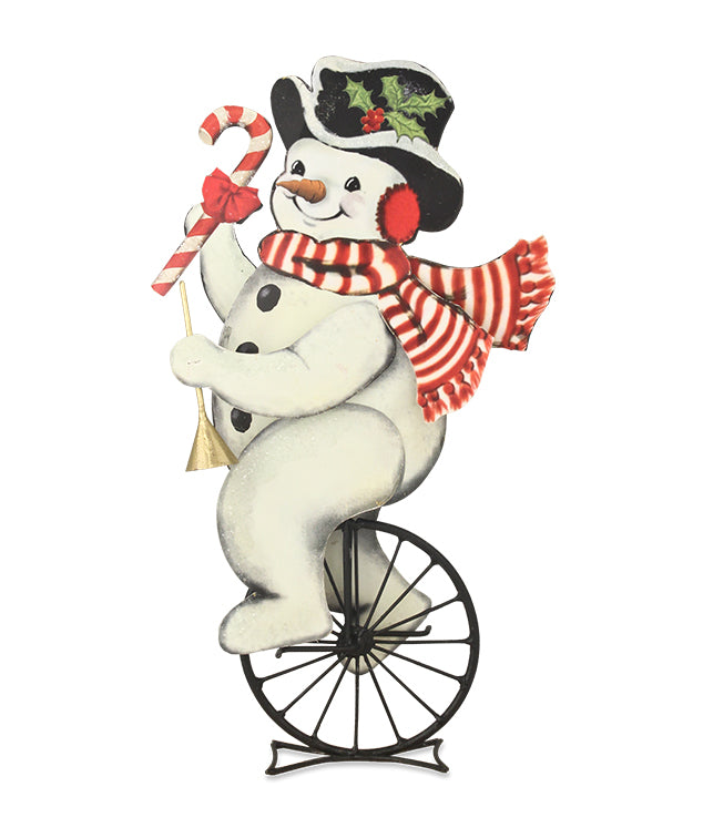 Retro Snowman on Unicycle | Bethany Lowe Christmas - TheHolidayBarn.com