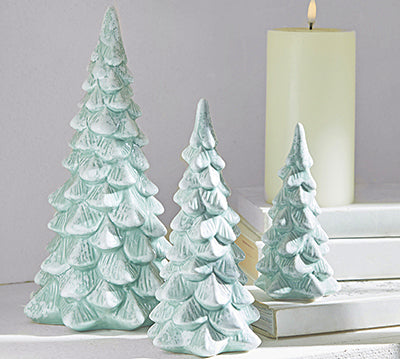 Snowy Blue Porcelain Trees