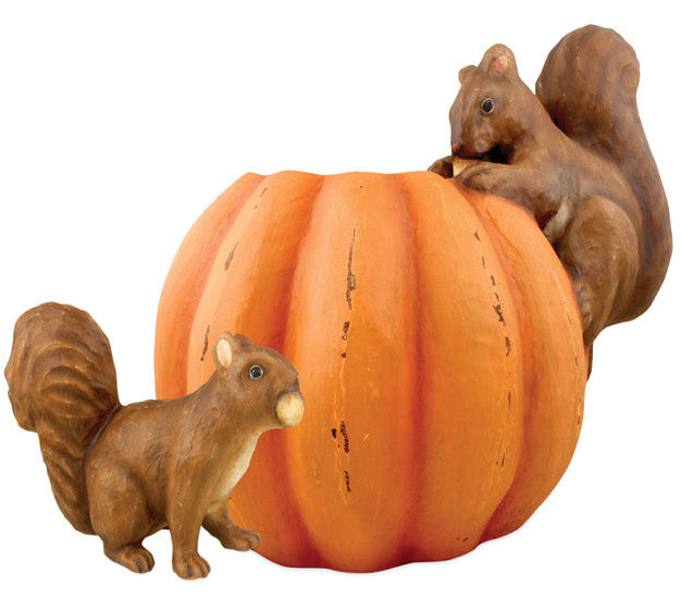 Squirreling Around - Paper Mache Squirrels & Pumpkin