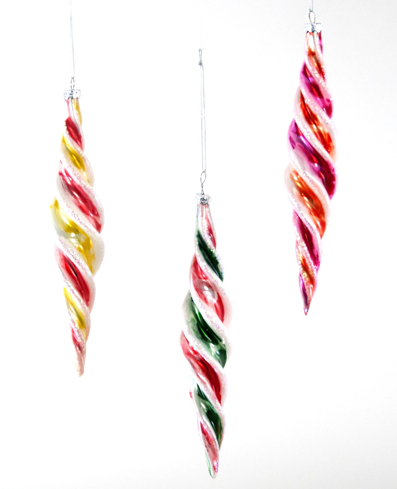 Sweet Spiral Ribbon Candy Icicle Ornaments