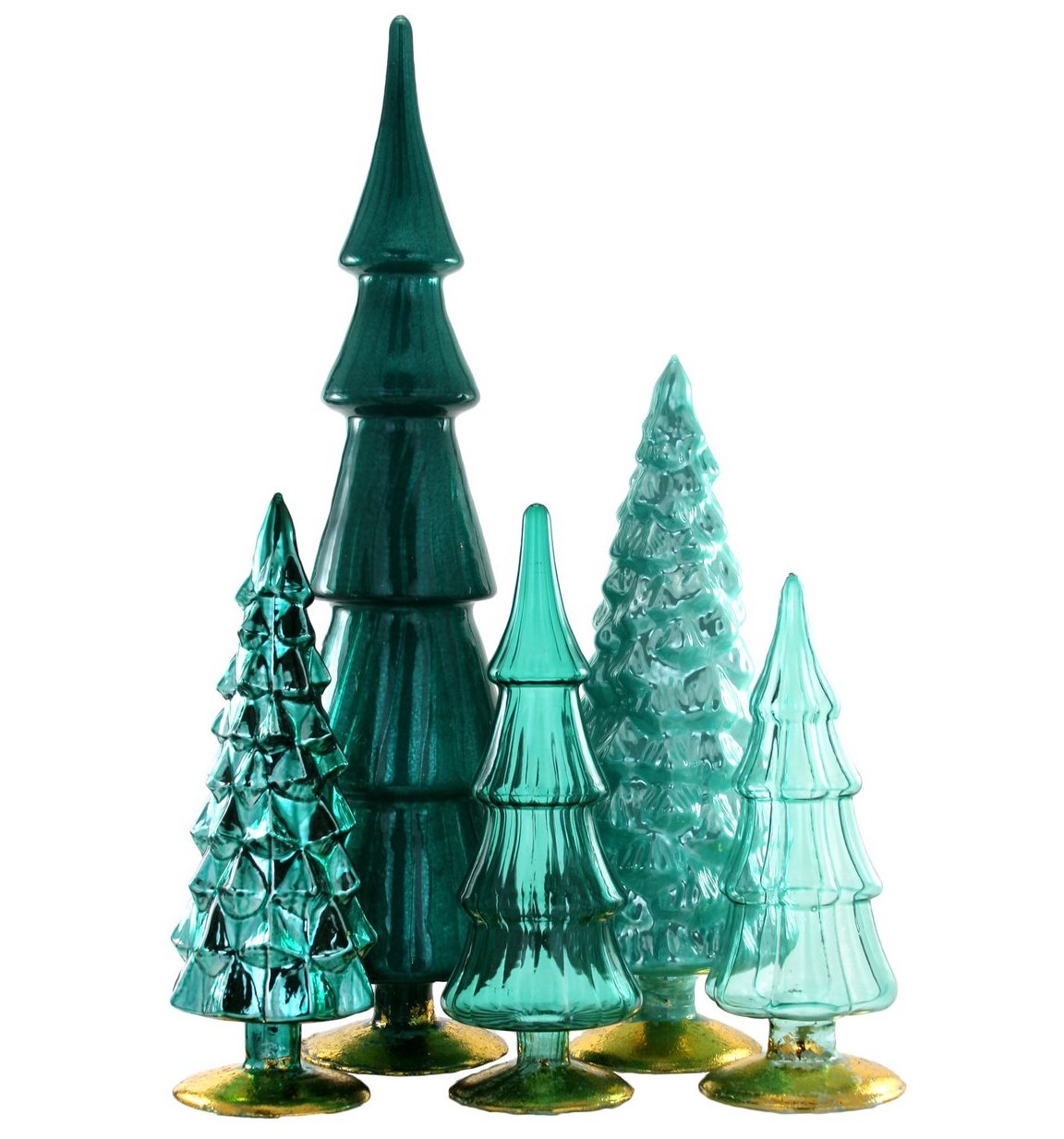 Teal Candy Glass Trees, Large