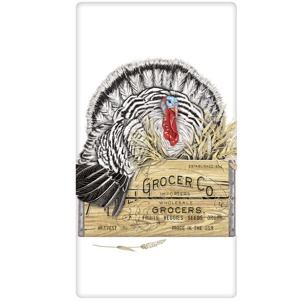 Turkey in Crate Kitchen Flour Sack Towel for Thanksgiving