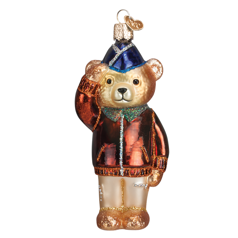 Saluting US Airforce Teddy Bear Ornament by Old World Christmas