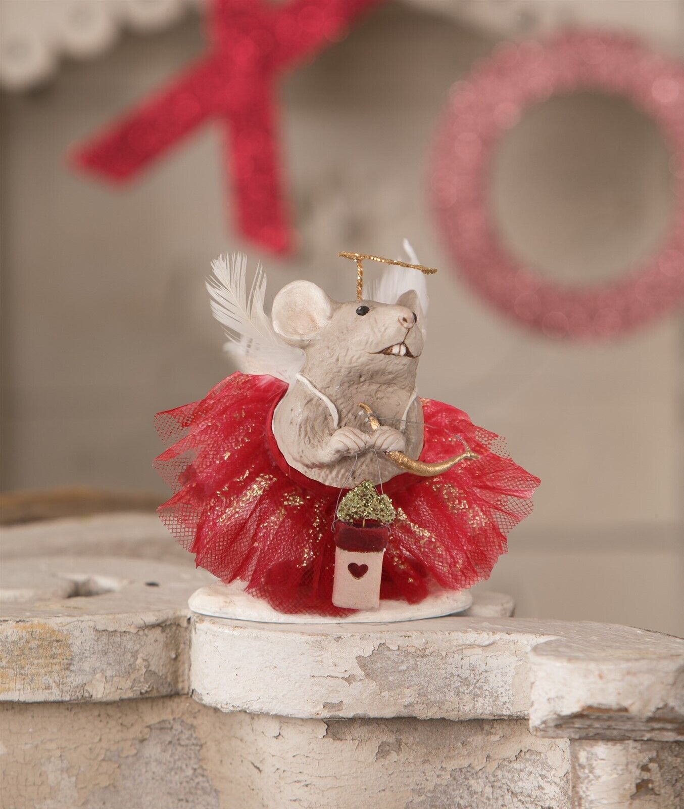 Valentine Cupid Mouse Figurine
