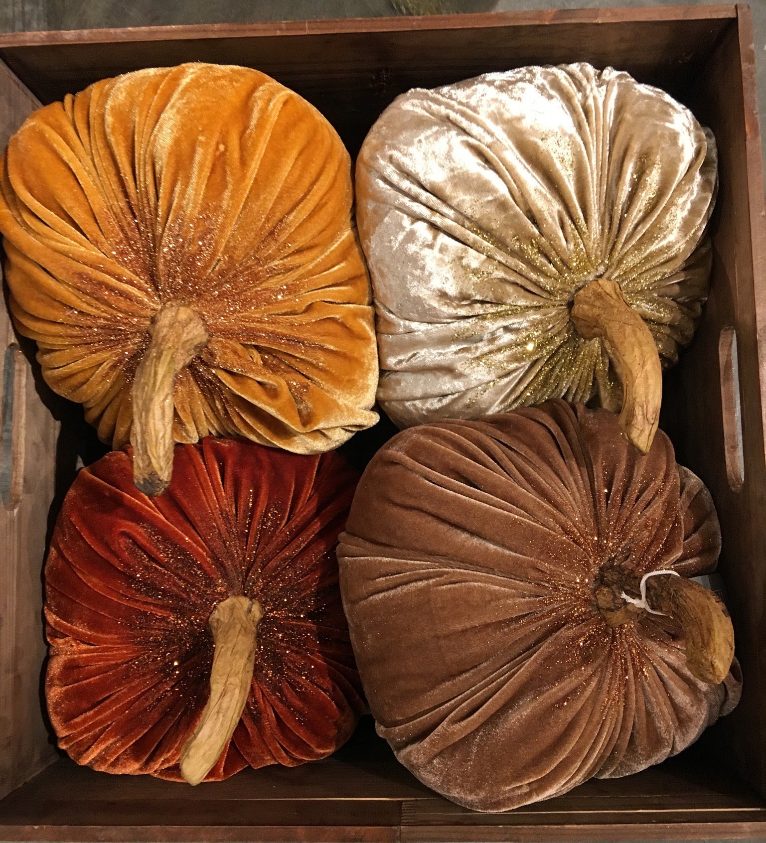 Glittered Velvet Pumpkins - Large