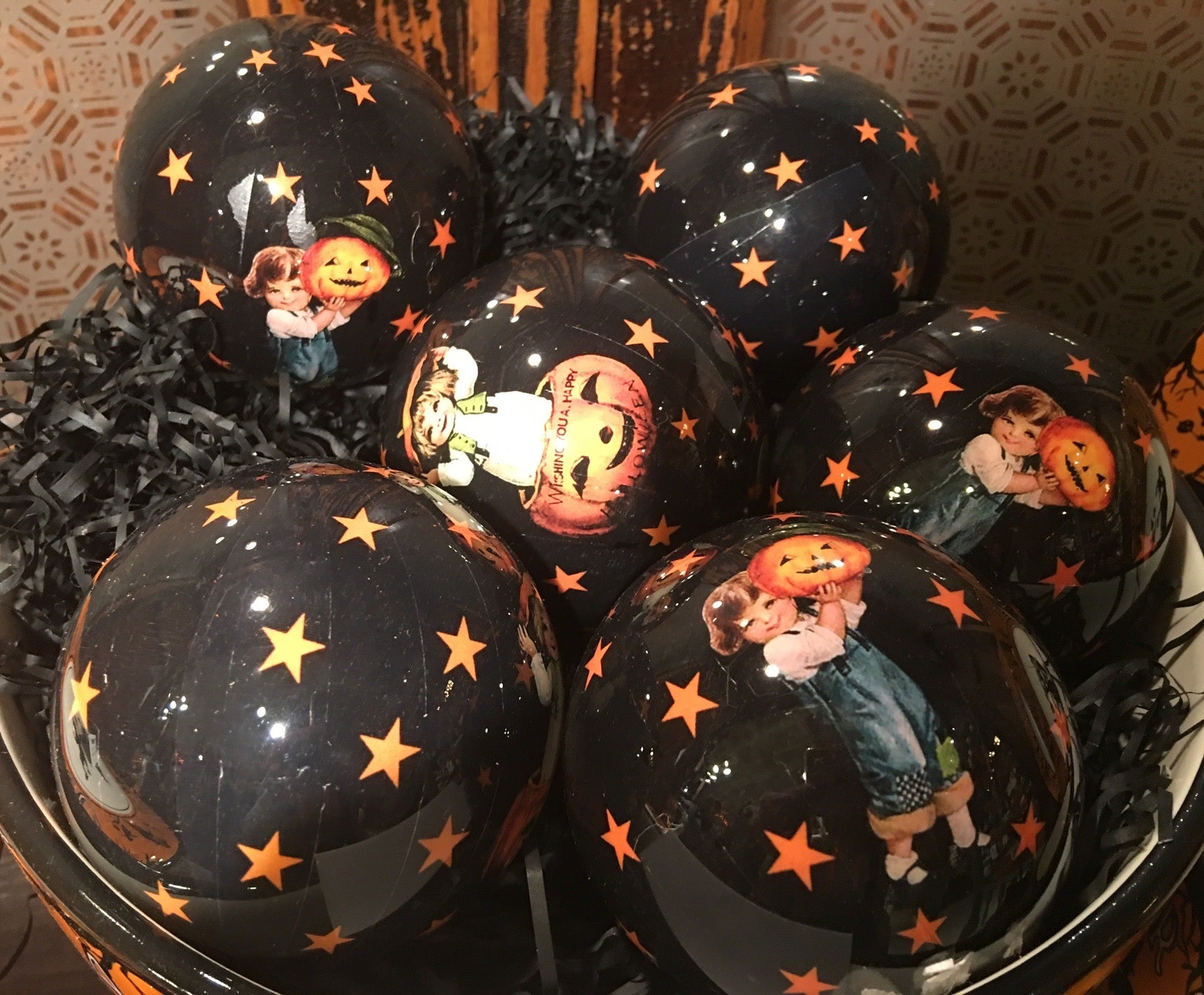 Vintage Halloween Children Lacquer Balls by Bethany Lowe
