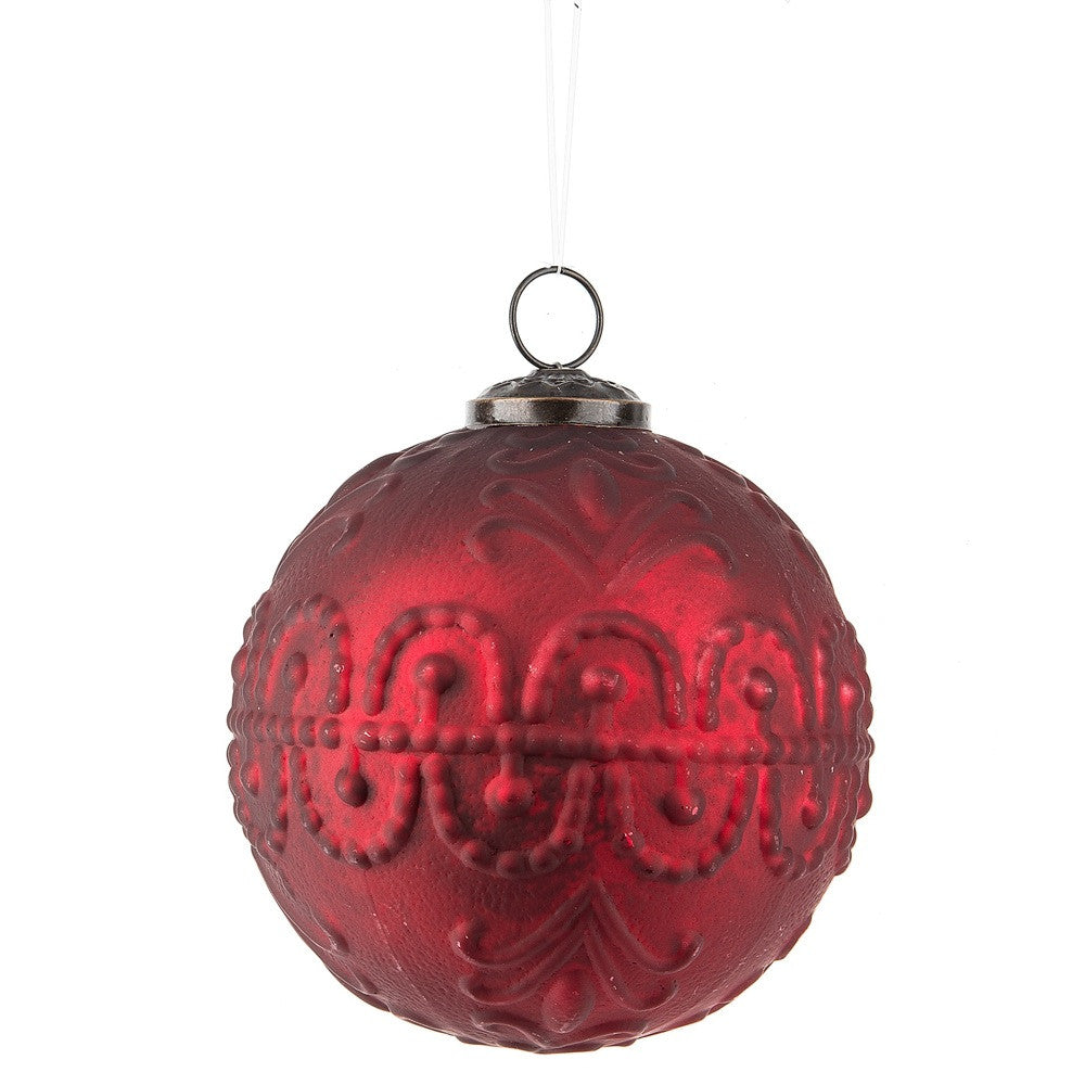 Vintage Red Ornament with Tin Ceiling Pattern