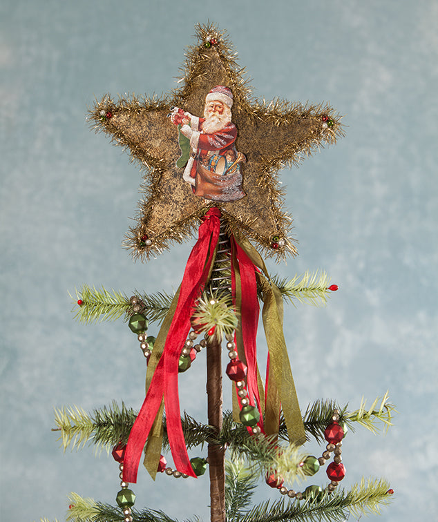 Vintage Santa Star Tree Topper for Small Christmas Trees Bethany