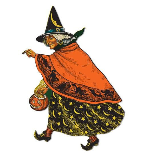 Vintage Witch Cutout - Retro Paper Halloween Decoration