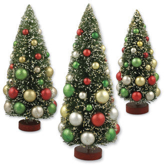 Vintage Bottle Brush Trees with Traditional Mercury Balls